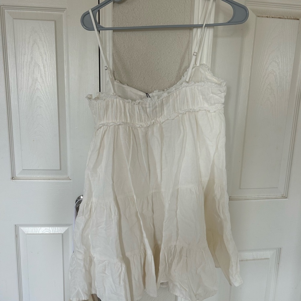 NWT Zara White Ruffled Mini Dress - Picture 4 of 5